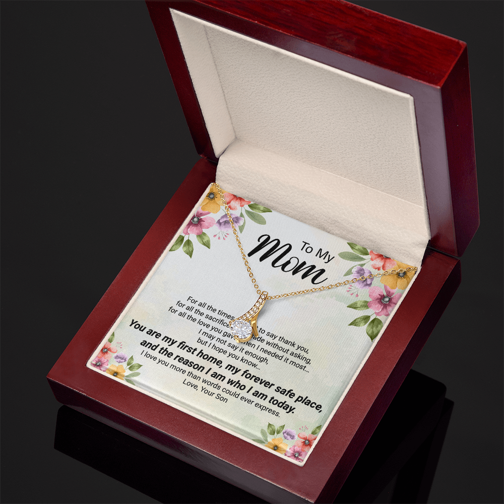 To My Mom – Forever Safe Place Heart Necklace | Emotional Gift From Son | Mother's Day Gift