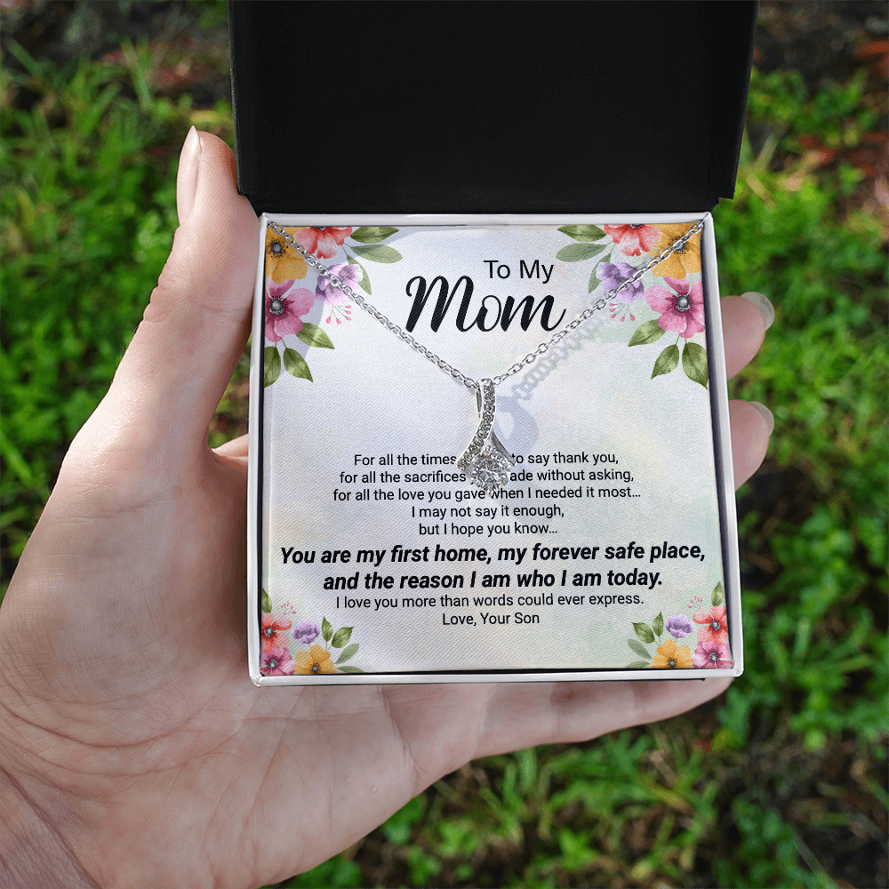 To My Mom – Forever Safe Place Heart Necklace | Emotional Gift From Son | Mother's Day Gift