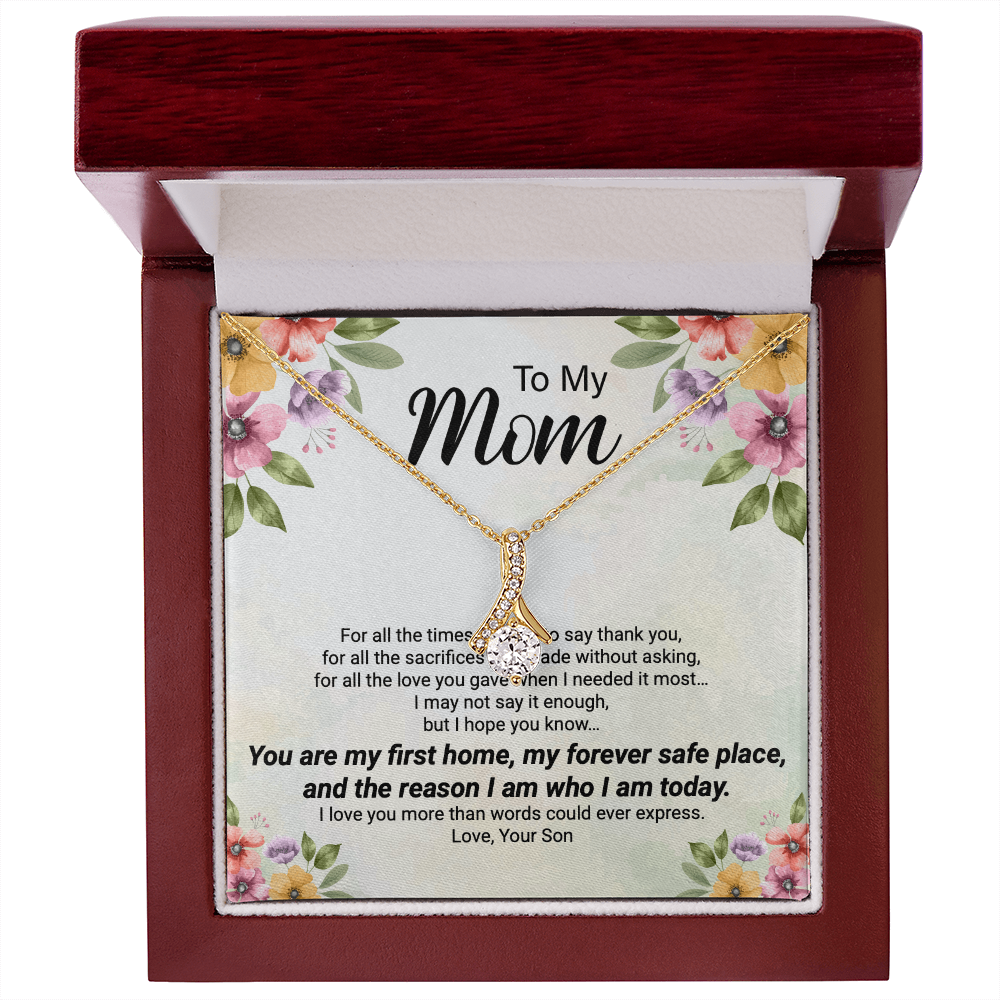 To My Mom – Forever Safe Place Heart Necklace | Emotional Gift From Son | Mother's Day Gift