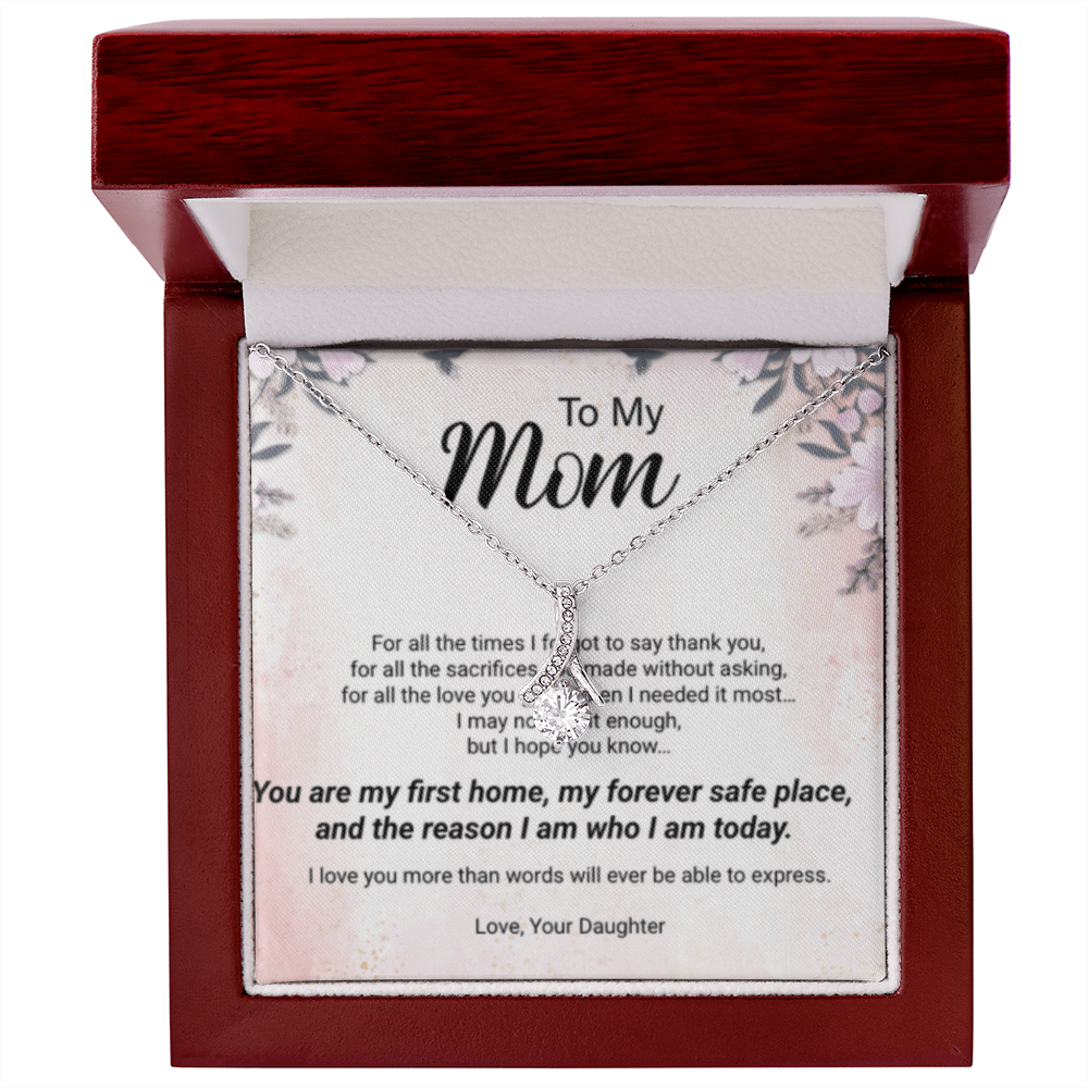 To My Mom – Forever Safe Place Heart Necklace | Emotional Gift From Daughter | Mother's Day Gift