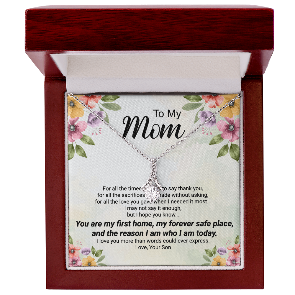 To My Mom – Forever Safe Place Heart Necklace | Emotional Gift From Son | Mother's Day Gift
